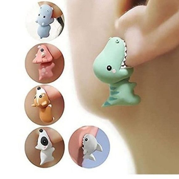 Women Girls Teens Kids Fashion Cute Cartoon Animal Bite Earrings - Picture 1 of 4